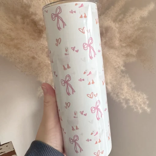 Cute Goose and Bows 20oz Stainless Steel Tumbler