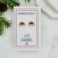 Cute Rainbow Cloud Stud Earrings | Handmade Joy | Art & Soul
