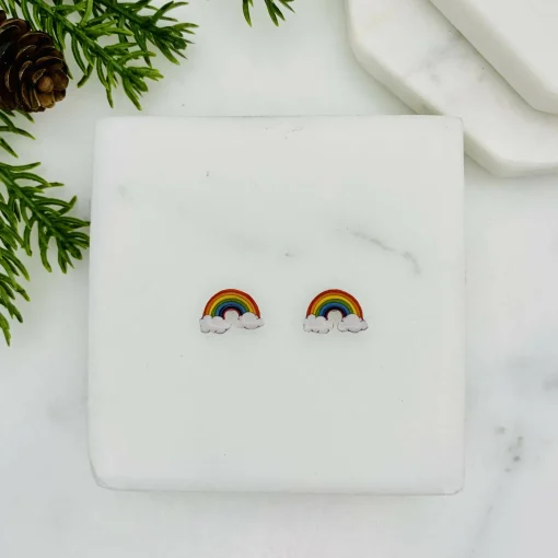 Cute Rainbow Cloud Stud Earrings | Handmade Joy | Art & Soul