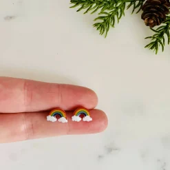Cute Rainbow Cloud Stud Earrings | Handmade Joy | Art & Soul
