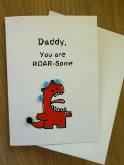 Daddy Dinosaur you are Roarsome - Pom Pom greeting card
