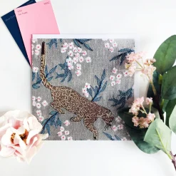 Dark Grey Leopard Greetings Card