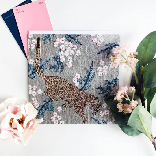 Dark Grey Leopard Greetings Card
