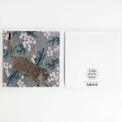 Dark Grey Leopard Greetings Card