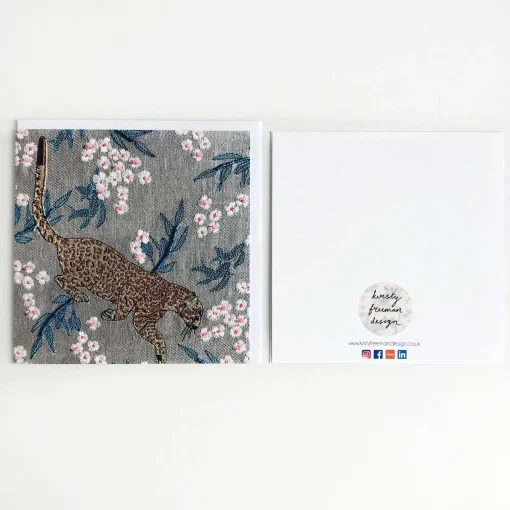 Dark Grey Leopard Greetings Card