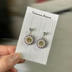 Diamond stud Crystal Embroidery Earrings (Round)