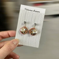 Diamond stud Crystal Embroidery Earrings (Round)