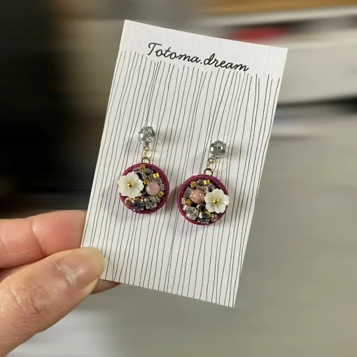 Diamond stud Crystal Embroidery Earrings (Round)