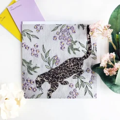 Dove Grey Leopard Greetings Card