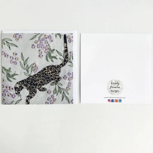 Dove Grey Leopard Greetings Card