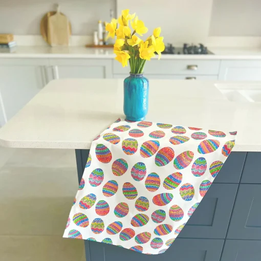 Easter Eggs Organic Cotton Tea Towel