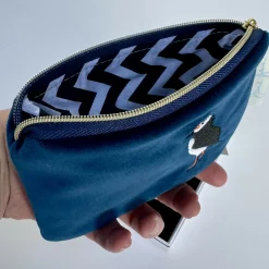 Embroidered Velvet Purse in a Gift Box - Puffin