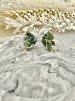 Emerald No. 2 - Handmade Polymer Clay Earrings