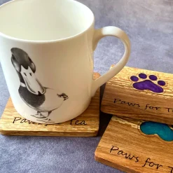 English Hardwood Wooden Coaster with Resin Paw