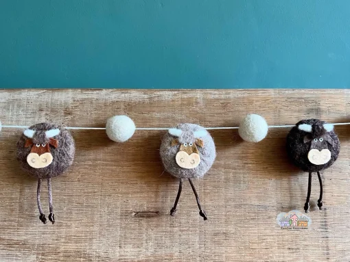 Felted Highland Cow Garland