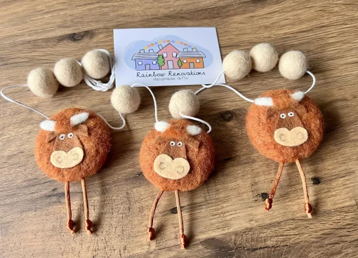 Felted Highland Cow Garland