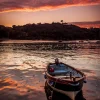 Fishguard harbour sunset - print in A4 mount