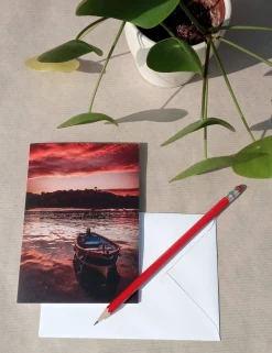 Fishguard harbour sunset - card