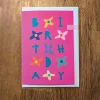 Floral Birthday card - hot pink