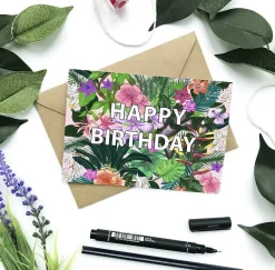 Floral Burst Happy Birthday Card