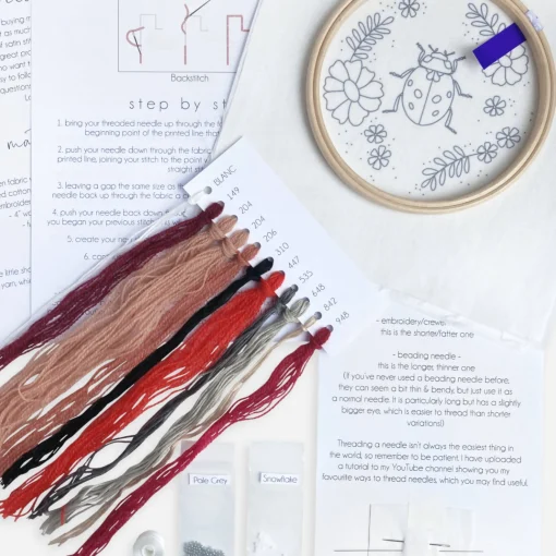 Floral Ladybird Embroidery Kit | Easy Craft Project | Art & Soul