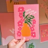 Flowers in vase birthday card.