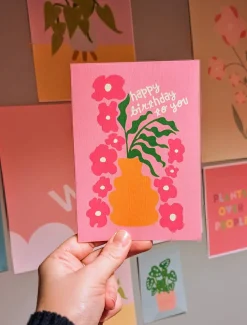 Flowers in vase birthday card.