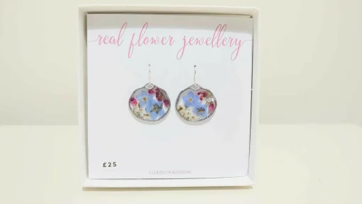Forget Me Not, Heather and Lace Flower Sterling Silver Earrings
