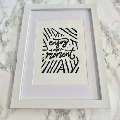Framed Every Moment Lino Print