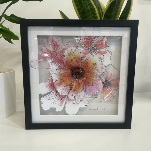 Framed Mixed Media Flowers