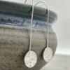 Full Moon Drop Earrings Hammered Disc