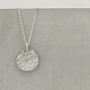 Full Moon hammered silver disc necklace