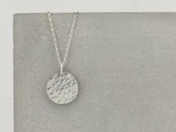 Full Moon hammered silver disc necklace