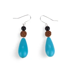 Gemstone Earrings - Onyx, Rudraksha, Turquoise