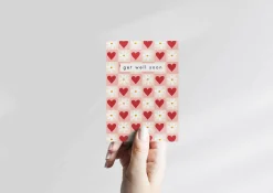 Get Well Soon Card With Hearts and Daisies