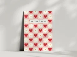 Get Well Soon Card With Hearts and Daisies