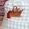 Gingham Embroidered Picnic Bucket Hat