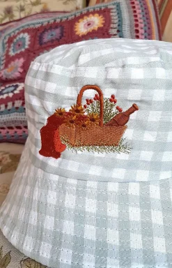 Gingham Embroidered Picnic Bucket Hat