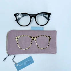 Glasses Case - Dusty Pink with Leopard Print