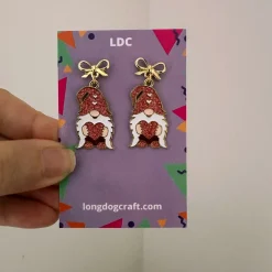 Glitter Gnome Bow Stud Earrings