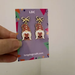 Glitter Gnome Bow Stud Earrings