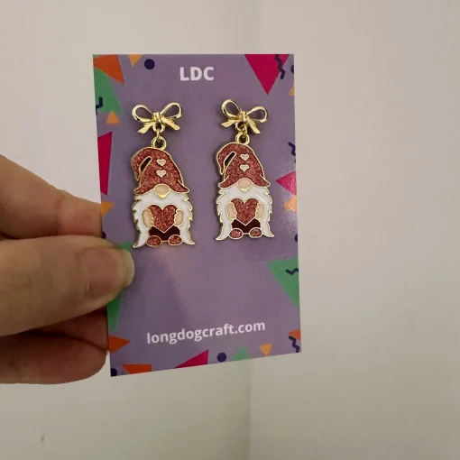 Glitter Gnome Bow Stud Earrings