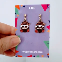 Gnome Heart Drop Stud Earrings