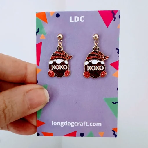 Gnome Heart Drop Stud Earrings