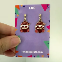 Gnome Heart Drop Stud Earrings