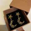 Gold Moon Drop Earrings