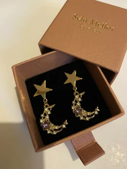 Gold Moon Drop Earrings