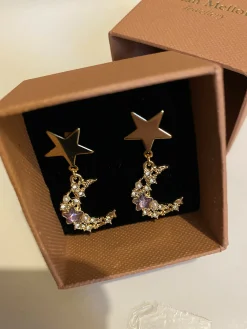 Gold Moon Drop Earrings