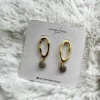 Gold Textured Oval & Clay bead earrings