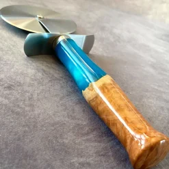 Hand Crafted Large Pizza Cutter with Mallee Burr and Resin Handle